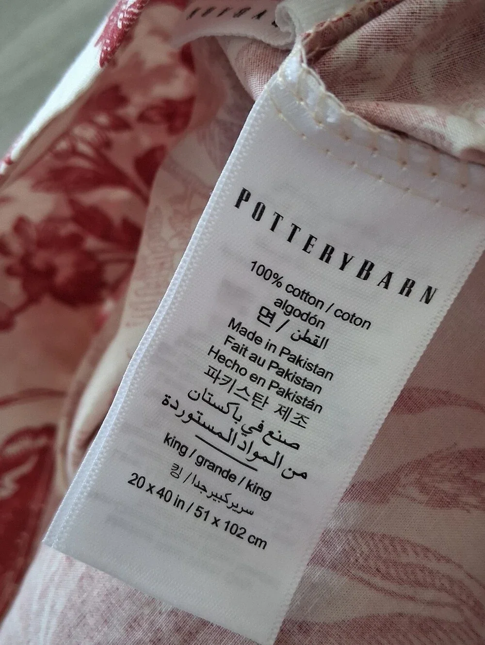 Pottery Barn Sorrel Red Floral Toile Pillow Shams Set Of 4 King